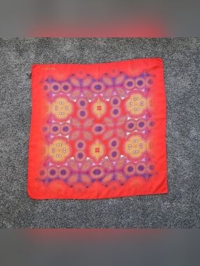 Byblos Red Multicolor Geometric Silk Scarf